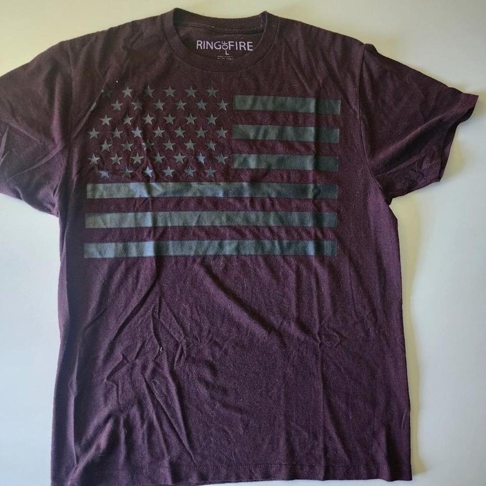 Tee Shirt American Flag Burgundy color Large A12